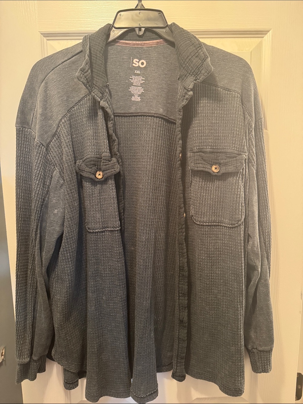 SO Women's Charcoal Gray Waffle-Knit Button-Front Cardigan